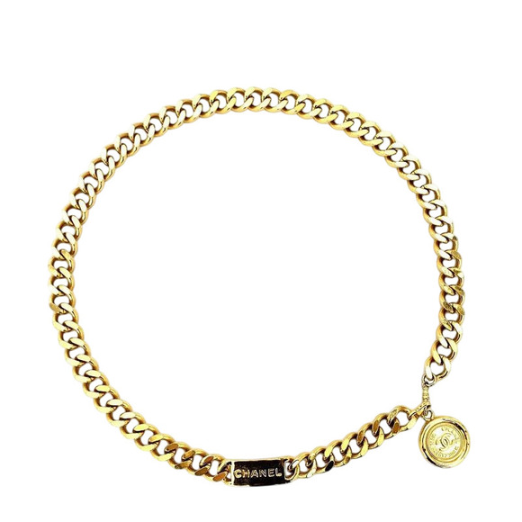 Chanel Chain Belt Gold Coco Mark Coin Motif GP Used